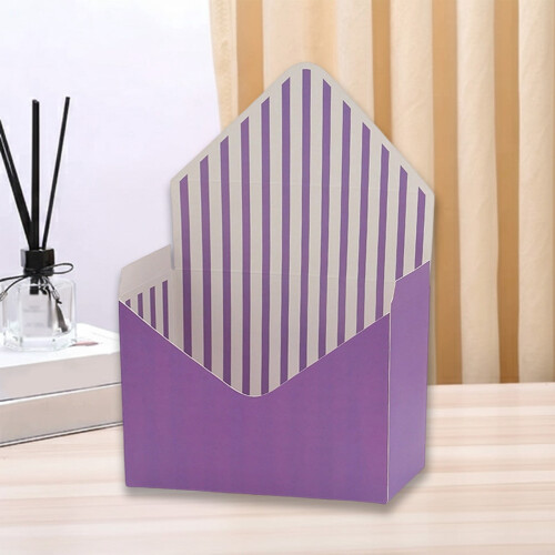 Caixa de presente envelope roxa 7,8x2,6x11,6 polegadas dobrável em formato de flor 1