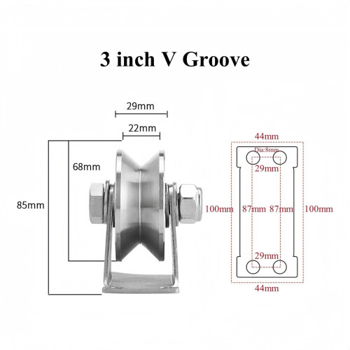 Ράουλο ράγας U-Groove βαρέως τύπου συρόμενη πύλη SUS304 3 ιντσών 2