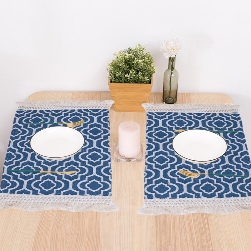 Linnen placemats met kwastjes (4-pack) 2
