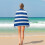 Serviette de plage bleu roi à rayures blanches extra large 30x60 4