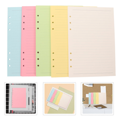 A5 Lined Refill Paper 100 Sheets 5 Colors 6-Hole Punch 2