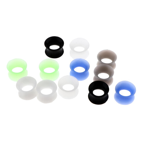 Διπλά ανοιγόμενα αυτιά σιλικόνης 6 ζεύγη 8mm-20mm 2