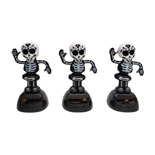 Car Solar Skeleton Bobblehead Dashboard Toy 3 pcs 2