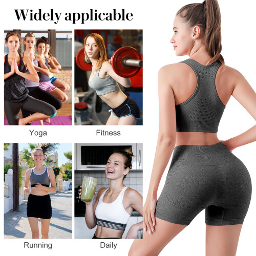 Dam Mörkgrått yogaset i nylon, andningsbart material, 1 set 2