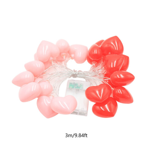 Luci a stringa a LED a forma di cuore, bicolore rosso e rosa, 300 cm (118,11 pollici) 1