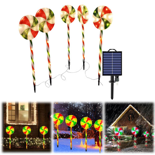 Pirulitos de luzes de Natal para decoração externa - Pacote com 5 1