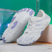 (White Purple, 5) Women's Outdoor Stream Wading Shoes, Quick-Dry Lightweight Breathable Beach Shoes, Anti-Slip Water Shoes for Swimming