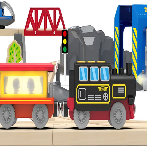Motorized Wooden Train with Remote Control and Magnetic 2