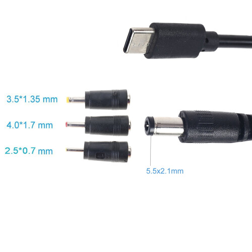 Type-C naar 5,52,1 mm DC-voedingskabel met 3 adapters 2
