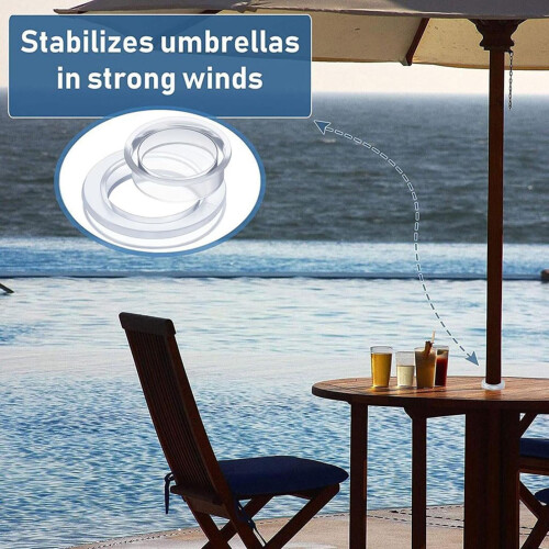 Conjunto de anel e tampa de silicone transparente para furo de guarda-sol de pátio de 2 polegadas 1