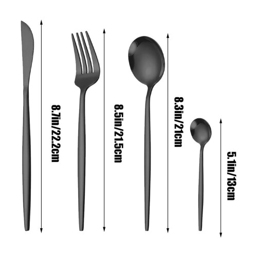 Stainless Steel Cutlery Set Black 24-Pc with Case 1