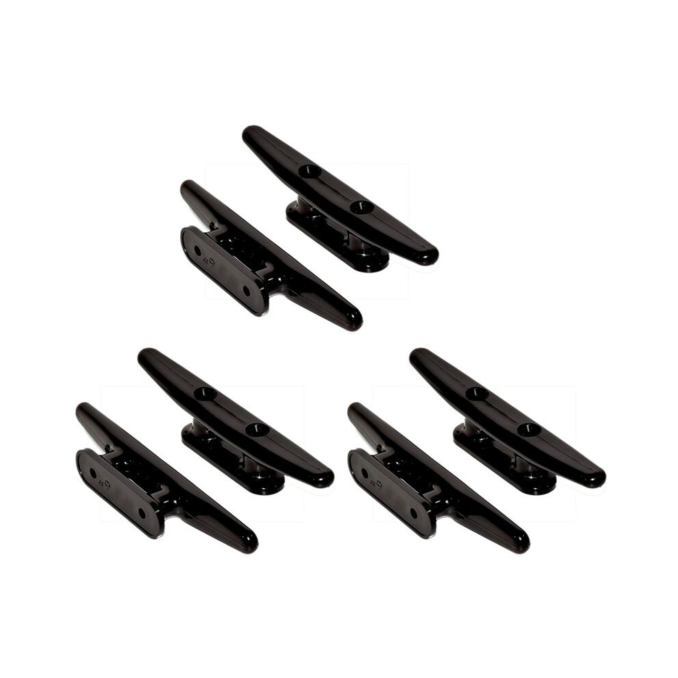 6 Pack Black Nylon Boat Cleat 6 Inch - Rope Cleat, Kayak, Boat Dock Cleats - Perfect For Marine, Deck, Nautical Decor 6032434166568