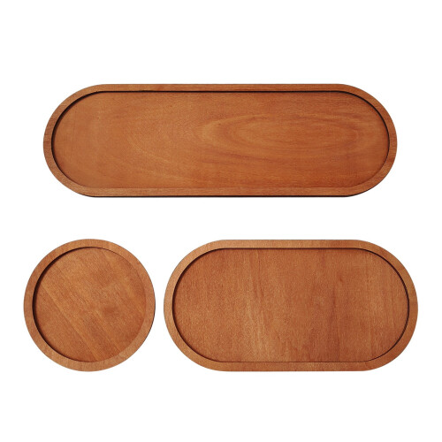 Solid Wood Hand-Polished Multi-Functional Tray 1pc 2