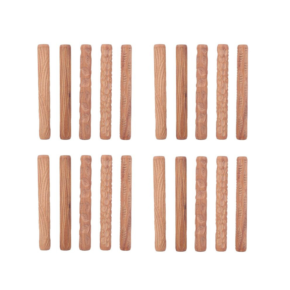 20Pcs Pottery Tools Wood Hand Rollers For Clay Clay Stamp Clay Pattern Roller 6032936255968