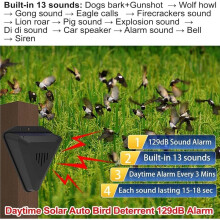 Dispositivos Repelentes de Aves de Alarma de Advertencia Solar, Repelente de Aves Al Aire Libre, Altavoz Impermeable para Huertos, Granjas, Viñedos,