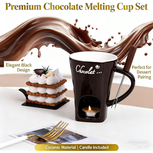 Chocolate Fondue Mug Set Ceramic 2-Piece 2