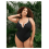 Women's Black V-Neck One-Piece Swimsuit with Wire Support 4