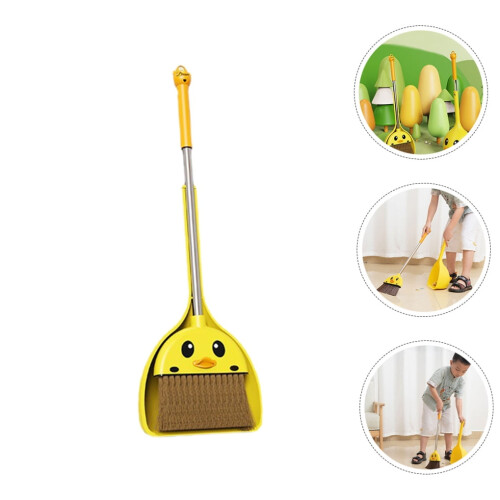 Kinder-Minibesen, gelber Stiel, PP-Borsten, 1 Set 2