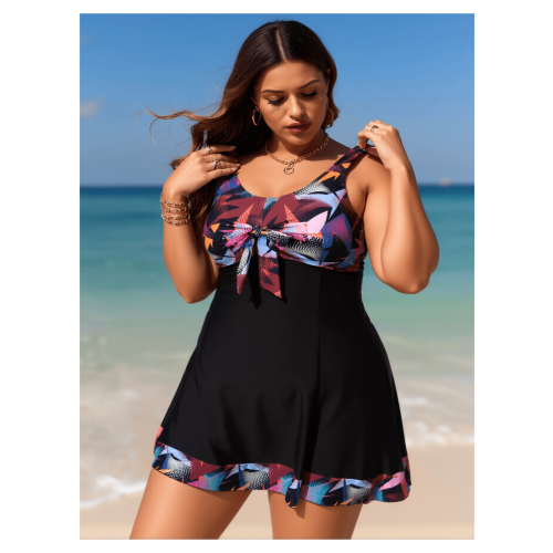Women's Plus Size Tropical Print Tankini Set 2-Piece 2