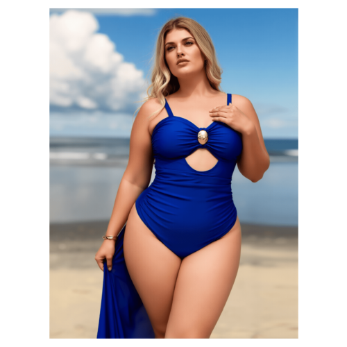 Plus Size Blue Tankini Swimsuit Women's Two-Piece 1