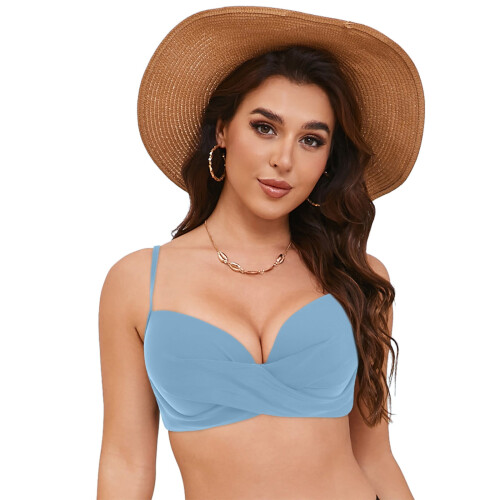 Top de bikini triangular tipo halter para mujer, acolchado, liso. 2