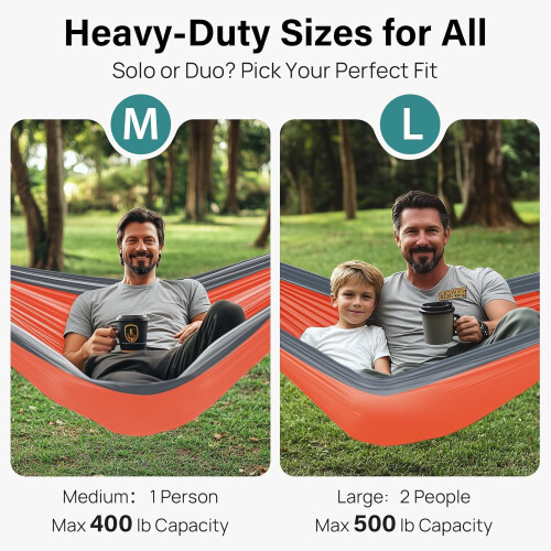 Camping Hammock 500 lbs with Tree Straps and Carry Bag 1