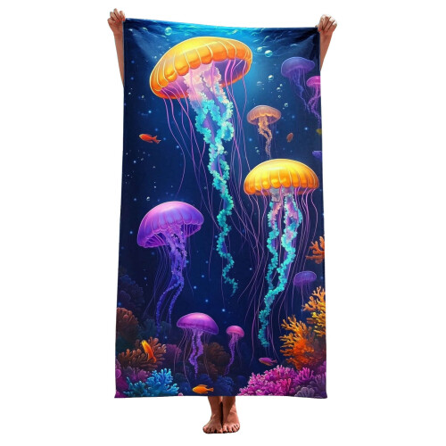 Toalha de praia infantil com estampa de desenho animado, ultra macia e absorvente, 76 x 152 cm (30 x 60 polegadas). 1