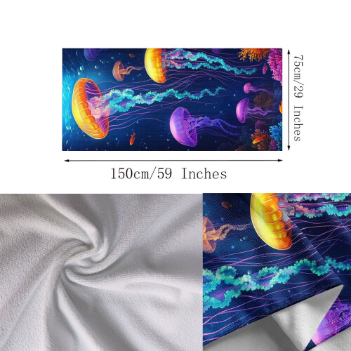 Toalha de praia infantil com estampa de desenho animado, ultra macia e absorvente, 76 x 152 cm (30 x 60 polegadas). 2