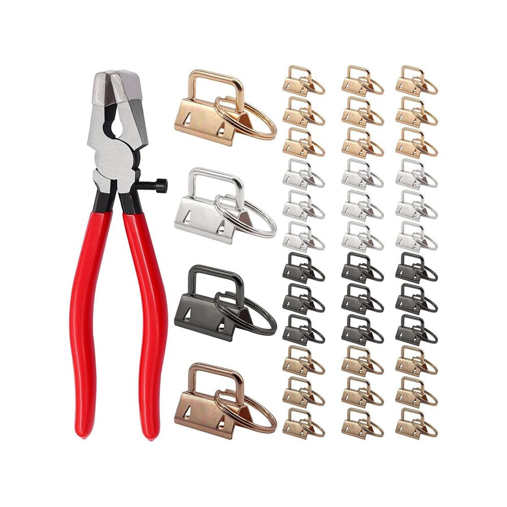 40-Piece Key Fob Hardware Set With Pliers For Wristlets, Lanyards, And Key Chains K-082-40 Grey/Silver/Bronze 6031101745051