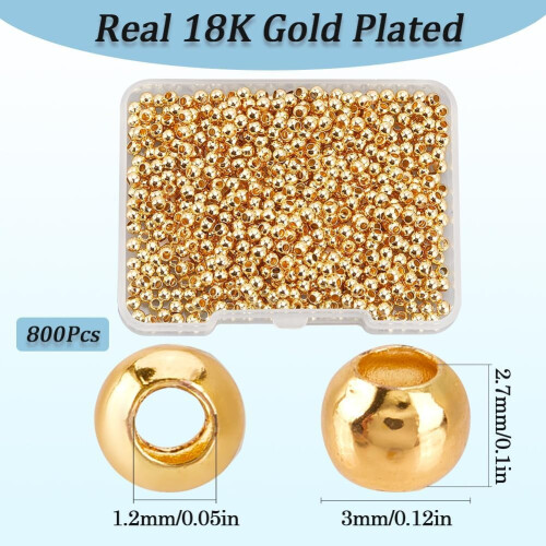 Verguld messing afstandskralen 3 mm 800 stuks 1