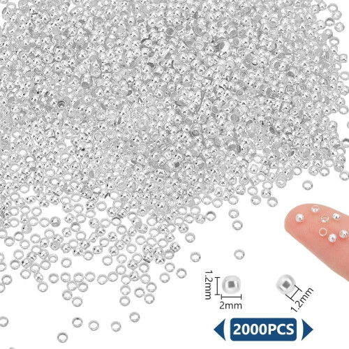 Contas de crimpagem prateadas de 2 mm, 2000 peças 2