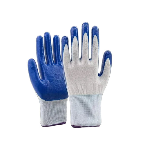 Luvas de trabalho azuis de nitrilo reforçadas com nylon e borracha (1 par) 1