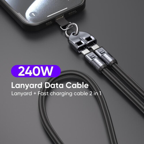 USB-C snellaadtelefoonkoord van nylon, 7 mm 1