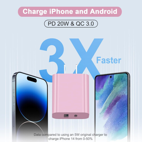 C-blokk strømadapter QC+PD3.0 dobbel port 20W 2