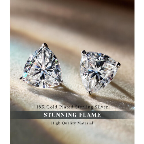 CZ Stud Earrings 18K White Gold Plated Sterling Silver 2
