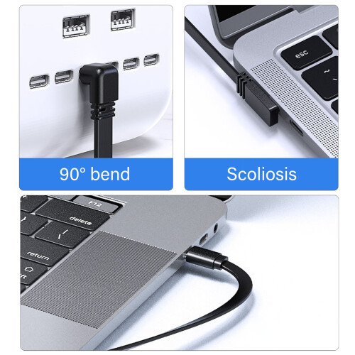 Cabo USB-C para USB-C em ângulo reto, carregamento de 100 W. 1