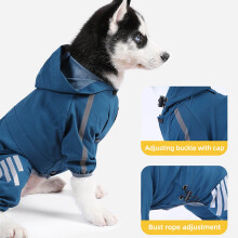 Hundejakke med reflekterende striper, vindtett, klar farge