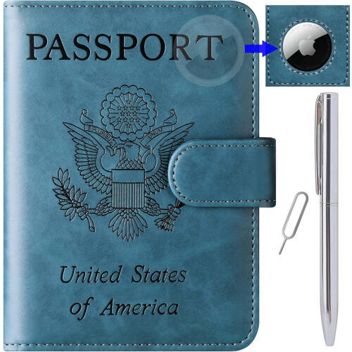 AirTag passport holder wallet leather RFID blocking 1 piece 1