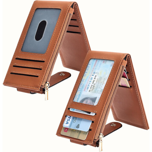 Slanke damesportemonnee met RFID-blokkering en ritsvak. 2