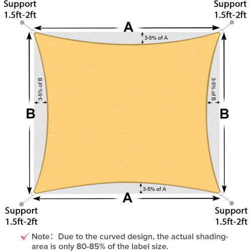 Voile d'ombrage rectangulaire 3 m x 4 m, sable, 185 g/m² 1