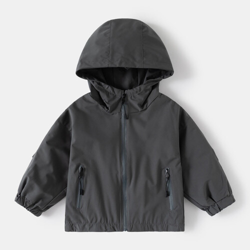 Boys Windbreaker Jacket Lightweight Hooded Zipper Solid 1