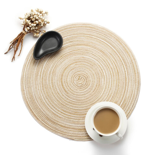 Rond bureauonderlegger met warmte-isolatie, beige, 35 cm 2