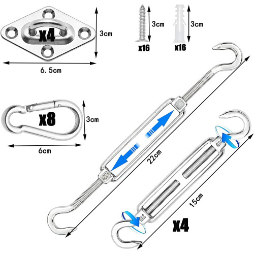 Kit de fixation pour auvent M6 en acier inoxydable, 32 pièces 1