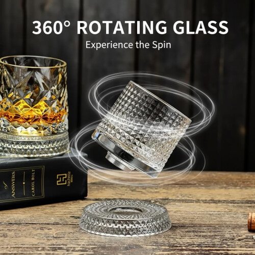 Vasos de whisky de cristal giratorios 360 1