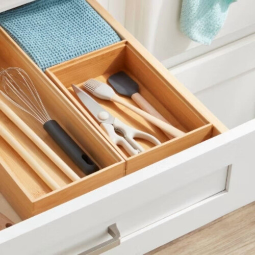 Natural Brown Rectangular Drawer Organizer 9x6 inch 1