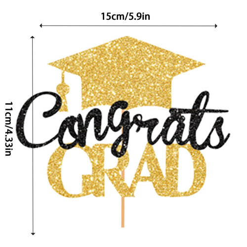 Congratulations Cake Topper Gold Glitter Class of 2026 2