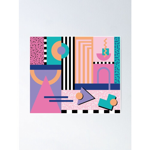 Memphis-Muster-Poster, 90er/80er Jahre, Retro, gerahmt oder ungerahmt 2