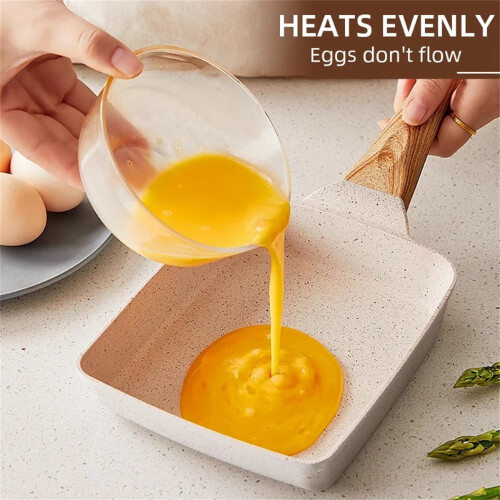 Omelette Pan Non-Stick Rectangle 10-inch with Wooden Handle 2