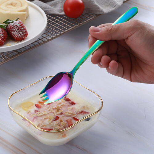 Κουτάλι πιρουνιού Spork από ανοξείδωτο ατσάλι XIUH 2 σε 1 μωβ 2
