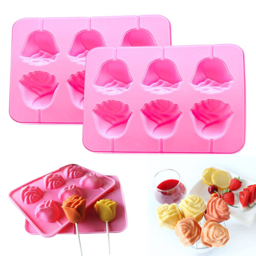 Moules à dessert en silicone en forme de rose (2 pièces) 1